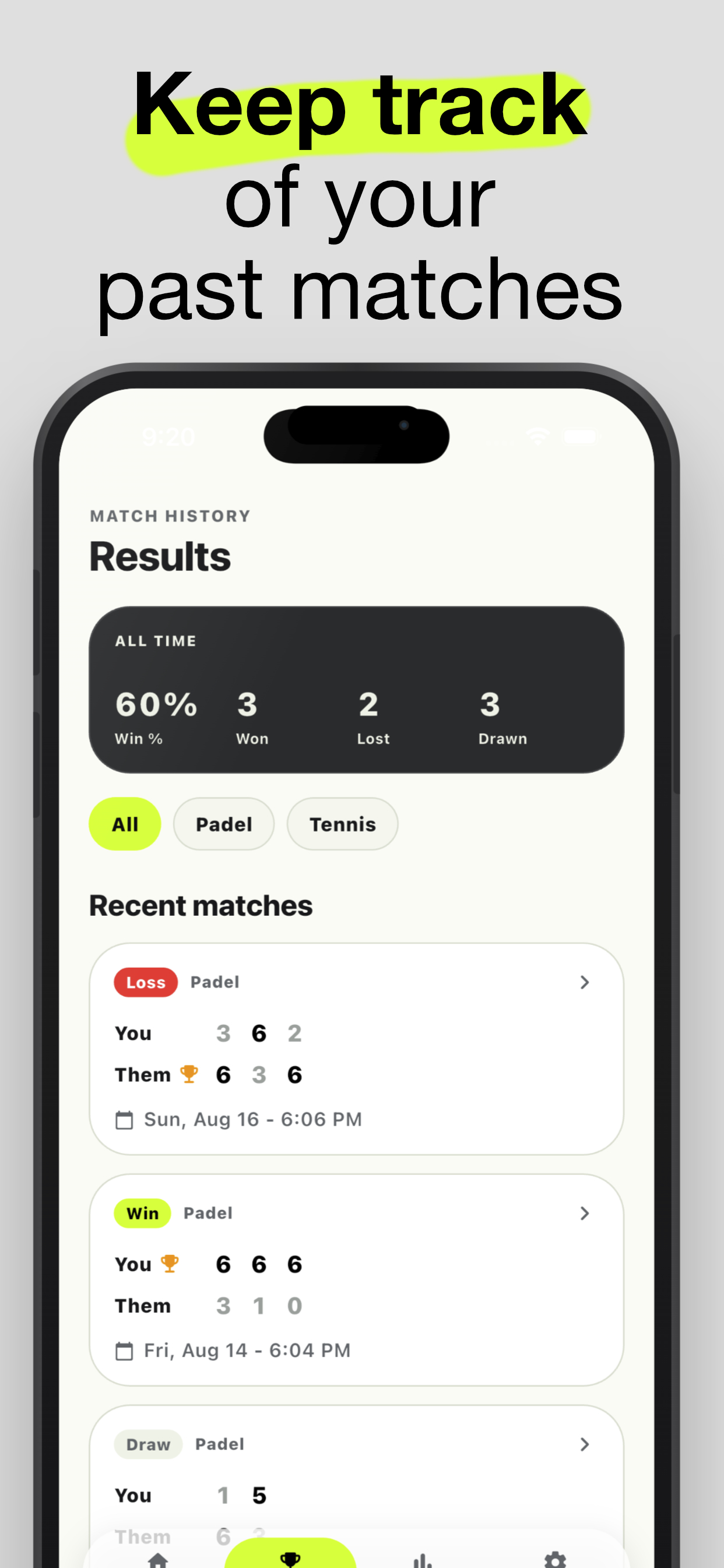 ScoreDog match history